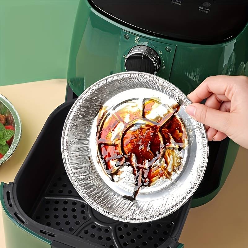 Set Of 10 Aluminum Foil Plates, Disposable Aluminum Frying Container, Kitchen Oil Absorbing Paper Container, Multipurpose Tin Foil Pad Set Of 10 Aluminum Foil Plates, Disposable Aluminum Frying Container, Kitchen Oil Absorbing Paper Container, Multipurpose Tin Foil Pad